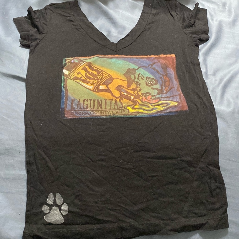 Lagunitas IPA beer brewery vneck women’s shirt with dog.
